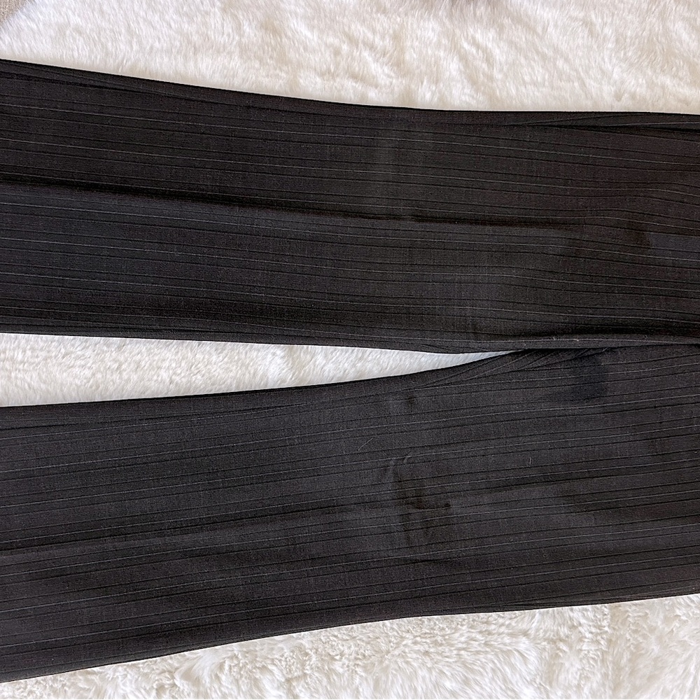 Express Editor dress pants, brown with black, burgundy and pink pinstripe